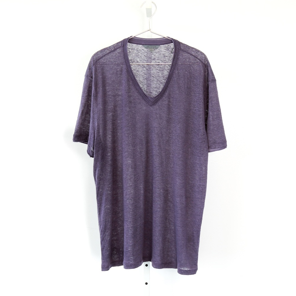 John Varvatos Jersey Trim V-Neck Tee in Purple